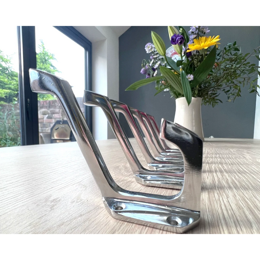 Chrome Art Deco coat hooks x3