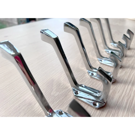 Chrome Art Deco coat hooks x5