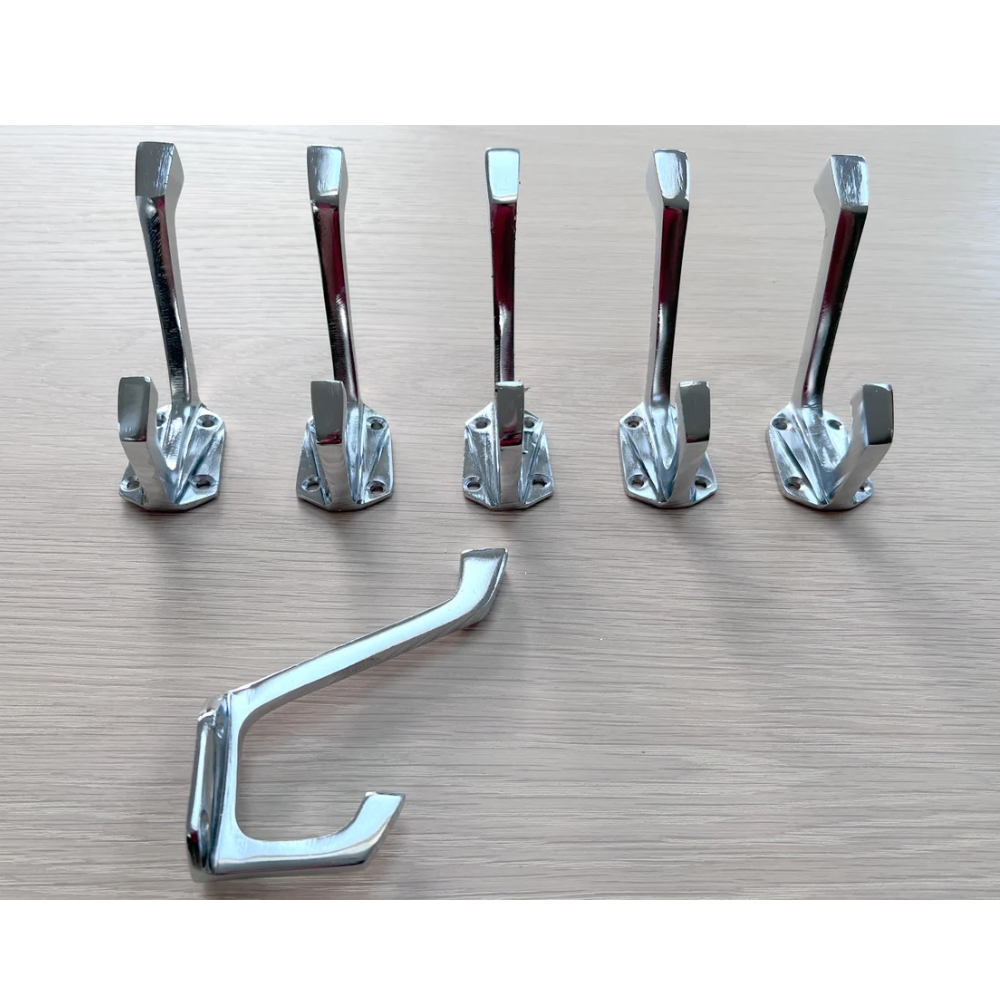 Chrom Art Deco Kleiderhaken x8