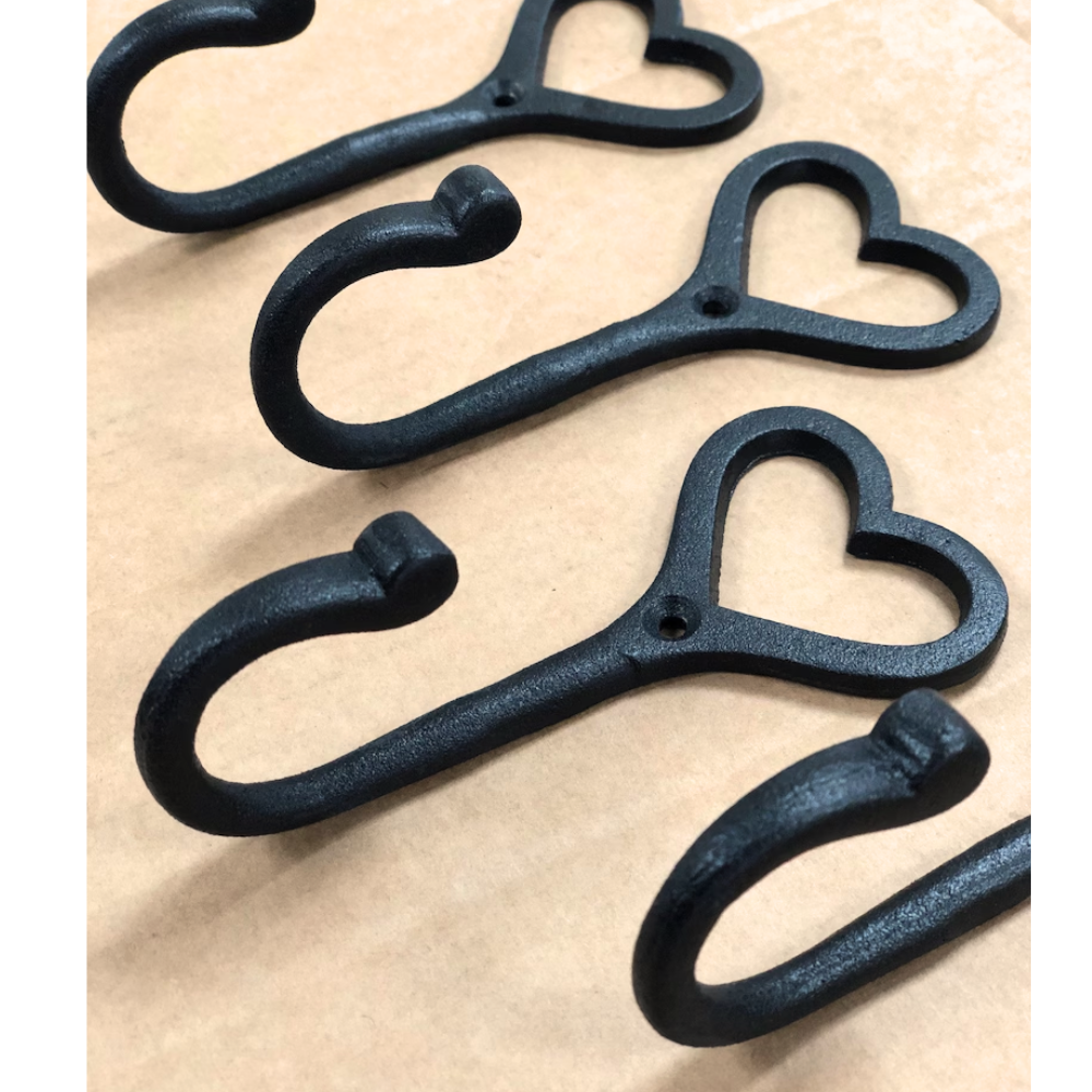 Handmade Iron Heart Hooks x8