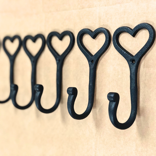 Handmade Iron Heart Hooks x8