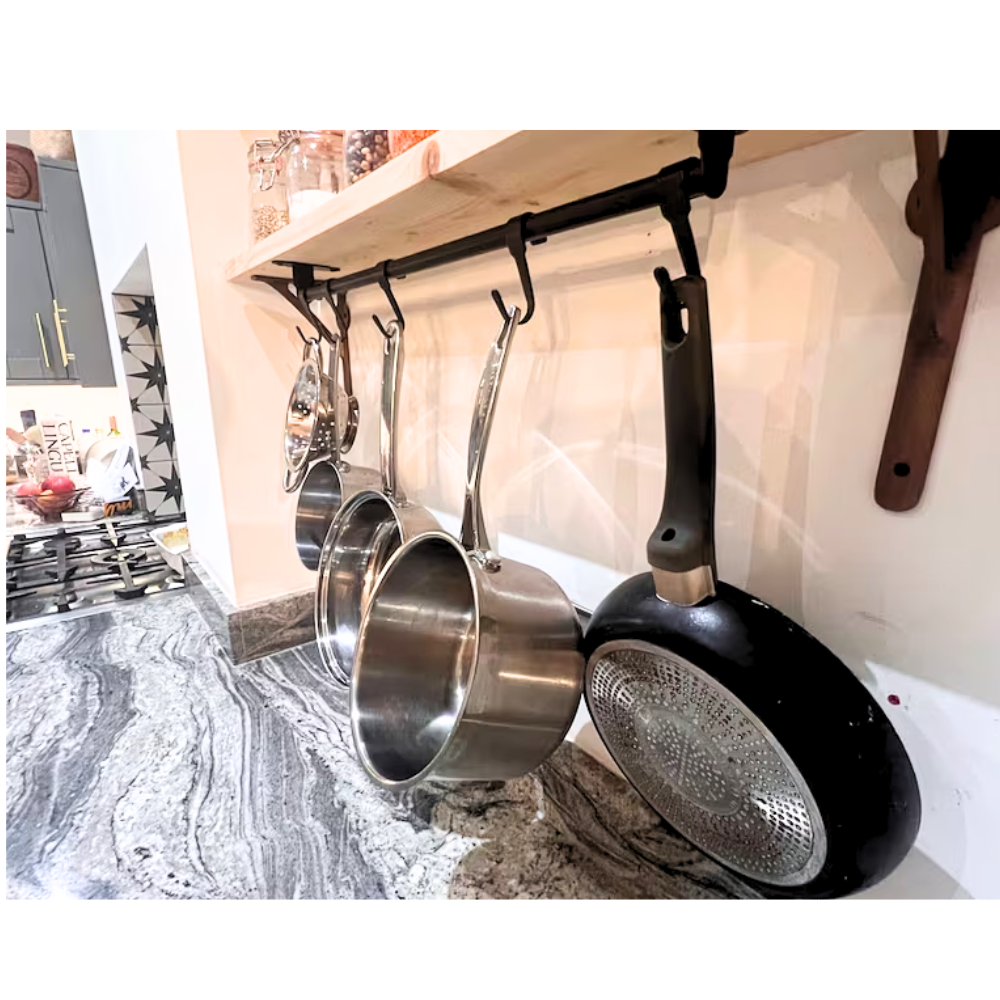 60 cm Topf-/Pfannenschiene mit allen Befestigungen und Haken