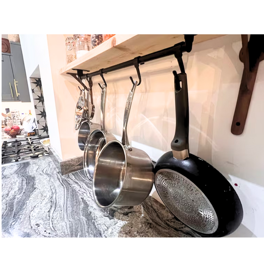 60cm pot/pan rail with all fixings and hooks
