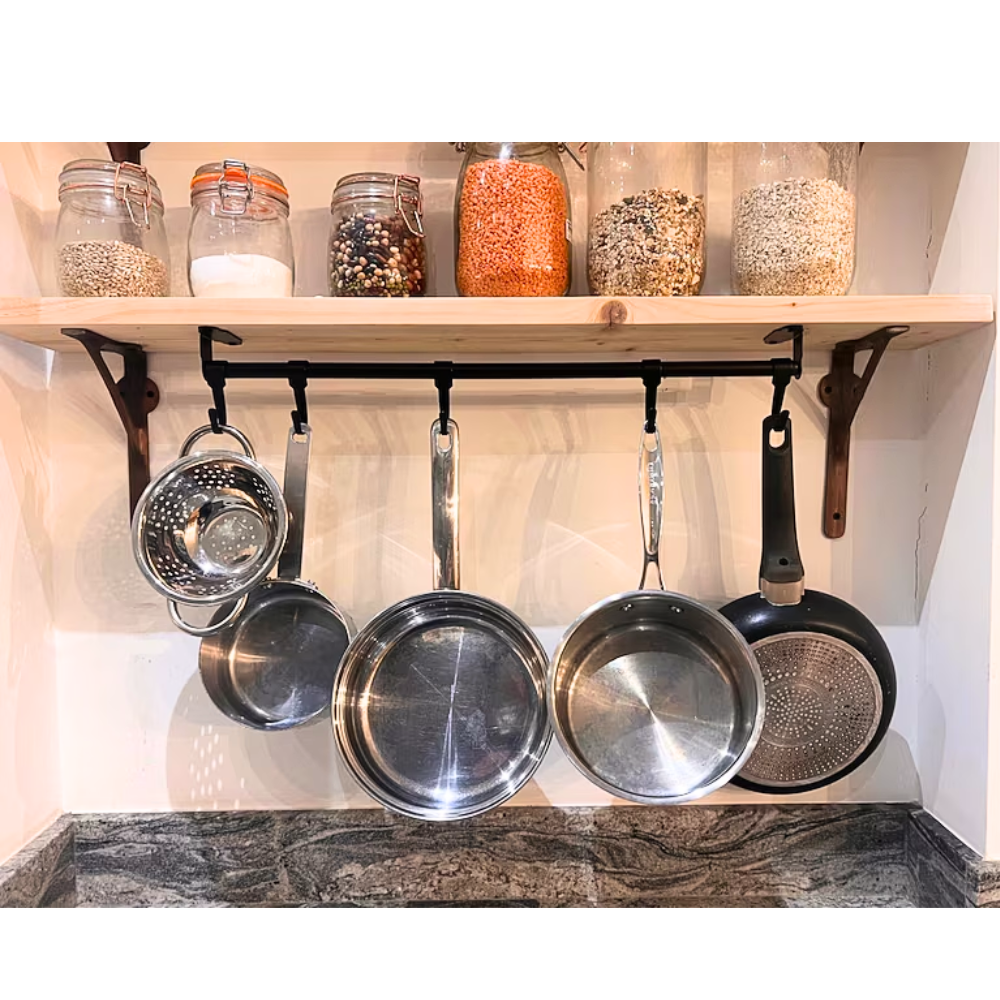 60 cm Topf-/Pfannenschiene mit allen Befestigungen und Haken